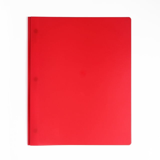 Pen+Gear Couverture de Rapport Légère en Polyéthylène Rouge, Vue de Haut en Bas Montrant une Couverture avant en Polypropylène Lisse avec Coins Arrondis, Conçue pour les documents Format Lettre avec Attaches Internes pour Garder les Papiers Organisés et Protégés, Idéale pour le Bureau et l'École.