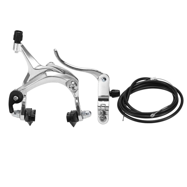 Graflsoa Silver Rear Caliper Brake Set for Fixie and Road Bikes - Alloy Construction, 22mm Handle, Includes Brake Cable and Handle