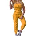 thumbnail image 2 of Fashnice Combinaisons pour Femmes Sans Manches Pantalons Longs avec Poches Combinaison Décontractée de Vacances Pantalon Jaune G, 2 of 8