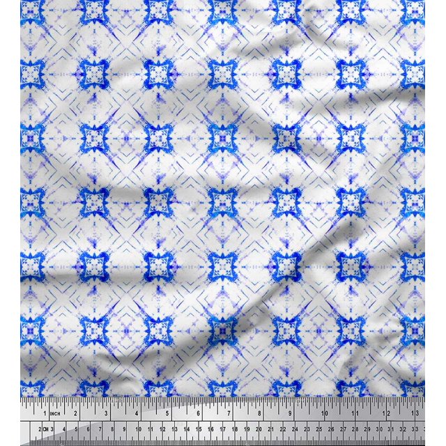 Soimoi Modal Satin Fabric Check Tie-Dye Fabric Prints By Yard 42 Inch Wide