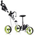 thumbnail image 1 of Patiojoy 3-Wheel Foldable Push Pull Club Trolley Golf Cart With Seat Scoreboard Bag Green, 1 of 8