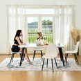 thumbnail image 3 of Homy Casa 63 inch Modern Dining Set, Dining Table with 4 Chairs, Beige Fabric, 3 of 10
