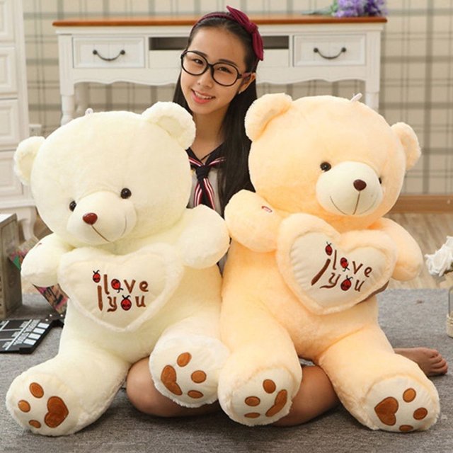 Cute Lovely I Love You Pattern Glow Light Up Soft Plush Bear Stuffed Toy Gift