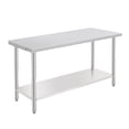 thumbnail image 1 of NSF Stainless Steel Work Table - 60x24x35 Inch - Adjustable Undershelf, Heavy Duty, Tool Hooks, Straight Edge, No Casters, No Backsplash, For Restaurant & Kitchen, 1 of 6