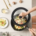 thumbnail image 4 of TESNN Universal Lid for Pots, Pans and Skillets - Tempered Glass Lid with Heat Resistant Silicone Rim Fits 10" - 12" Diameter Cookware, Replacement Lid for Frying Pan and Cast Iron Skillet(10"11"1, 4 of 7
