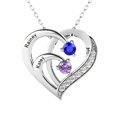 thumbnail image 1 of Personalized Heart Necklace w/ 2-4 Birthstones Custom Engraved Name Pendant B3W5, 1 of 1