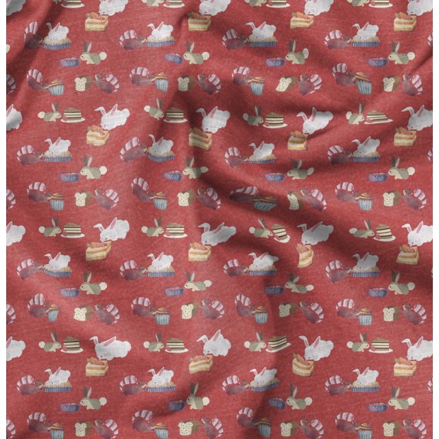 Soimoi Orange Cotton Poplin Fabric Rabbit Animal Printed Fabric 1 Yard 56 Inch Wide