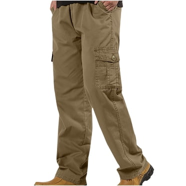 FAIWAD Mens Cargo Pants Elastic Waist Workout Joggers Pants Lace Up Casual Long Sweatpants with Multi Pockets