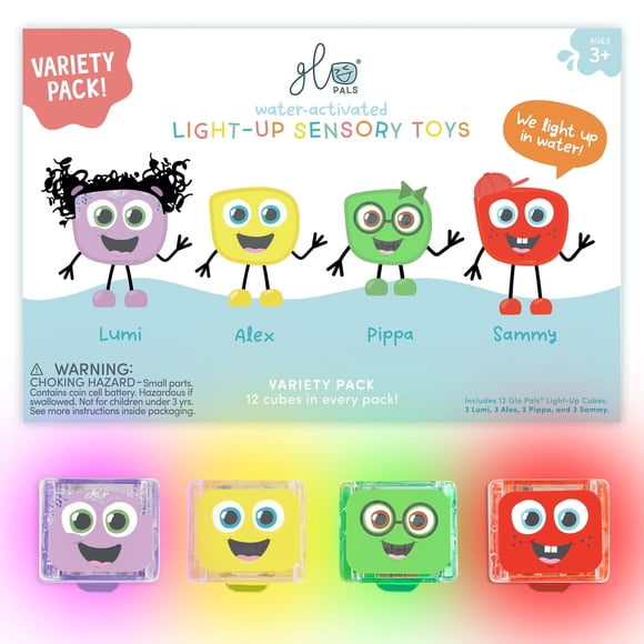 Glo Pals Water-Activated Light-Up Cubes for Sensory Play â?? 12 Pack