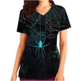 thumbnail image 1 of RKSTN Women Tops Short Sleeve V-neck Tops Working Uniform Halloween Printed with Pockets Blouse Scrub Tops, 1 of 5