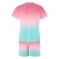 thumbnail image 5 of SHIXIAOO Male Print Short Sleeve T Shirt and Shorts Two Piece Set with All Print Print Shirt and Quarter Pants Set Pinstripe Suit Jacket Men Suite for Man Suite for Teens Graduation Suits for Men, 5 of 5