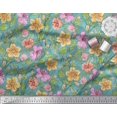 thumbnail image 2 of Soimoi Poly Georgette Fabric Leaves & Buttercup Floral Fabric Prints By Yard 42 Inch Wide, 2 of 3