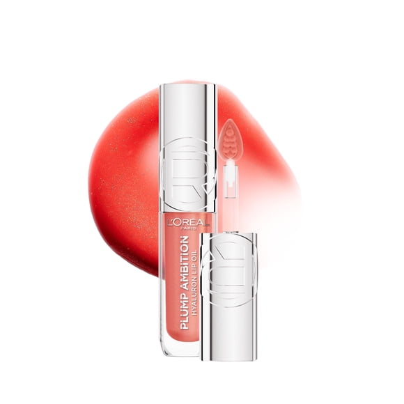 L’Oréal Paris Huile à Lèvres Teintée Plump Ambition, Brillant à lèvres repulpant, Léger picotement, Non collant, Hydratant, Infusé d'acide hyaluronique, MILKY NU, 5 ml