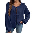 thumbnail image 2 of Yuyuzo Cardigans pour Femmes à Manches Longues, Col Ras du Cou, Tricot, Épaules Tombantes, Chandail, Automne Hiver, Veste Courte, 2 of 7