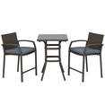 thumbnail image 1 of Outsunny 3 Pieces Patio Bar Set Wicker Garden Bistro Set, Grey, 1 of 10