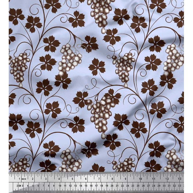 Soimoi Tissu en Rayonne Imprimé Feuilles & Raisins au Mètre 42 Pouces de Large