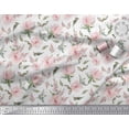 thumbnail image 2 of Soimoi White Heavy Satin Fabric Flower & Leaves Watercolor Fabric Prints By Yard 54 Inch Wide, 2 of 3