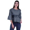 thumbnail image 4 of Moomaya T-Shirt à Col Rond pour Femmes à Manches Évasées, Haut Court en Coton Imprimé, Haut Décontracté, 4 of 4