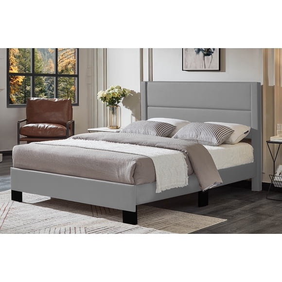 Charlotte Grey Latherette Chic Tufted Platform Bed