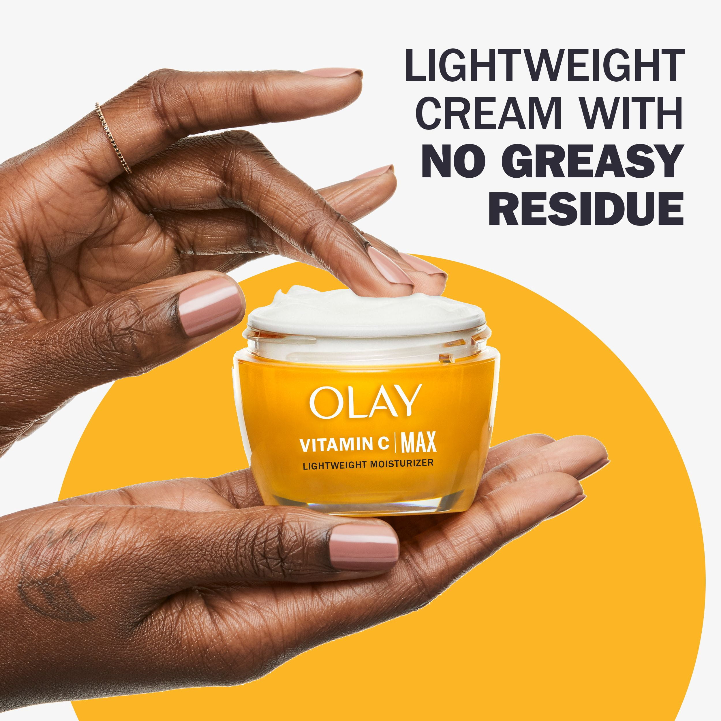 Hydratant Pour Le Visage Olay Max avec Vitamine C, Crème Illuminante, Hydratant, Unifie Le Teint, Réduction Des Taches Brunes et De L’Hyperpigmentation, Soins De La Peau Éclatants 50 mL