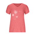 thumbnail image 4 of CHUANK Hauts pour Femmes en Solde à Moins de 10$ Hauts Décontractés Printemps Été Manches Longues en Coton Lin Imprimé Graphique Pissenlit Col Rond Blouses Vintage Grande Taille, 4 of 4