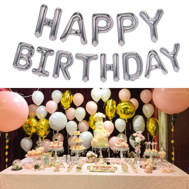 2 ballons numéro 24 + guirlande Happy Birthday + bannière argentée décoration 24e anniversaire + 5 ballons confettis garçon fille 24 ans anniversaire