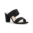 thumbnail image 1 of BLISSFUL STEP Women's Open Toe Chunky High Heel Slide Sandals Black 8, 1 of 7