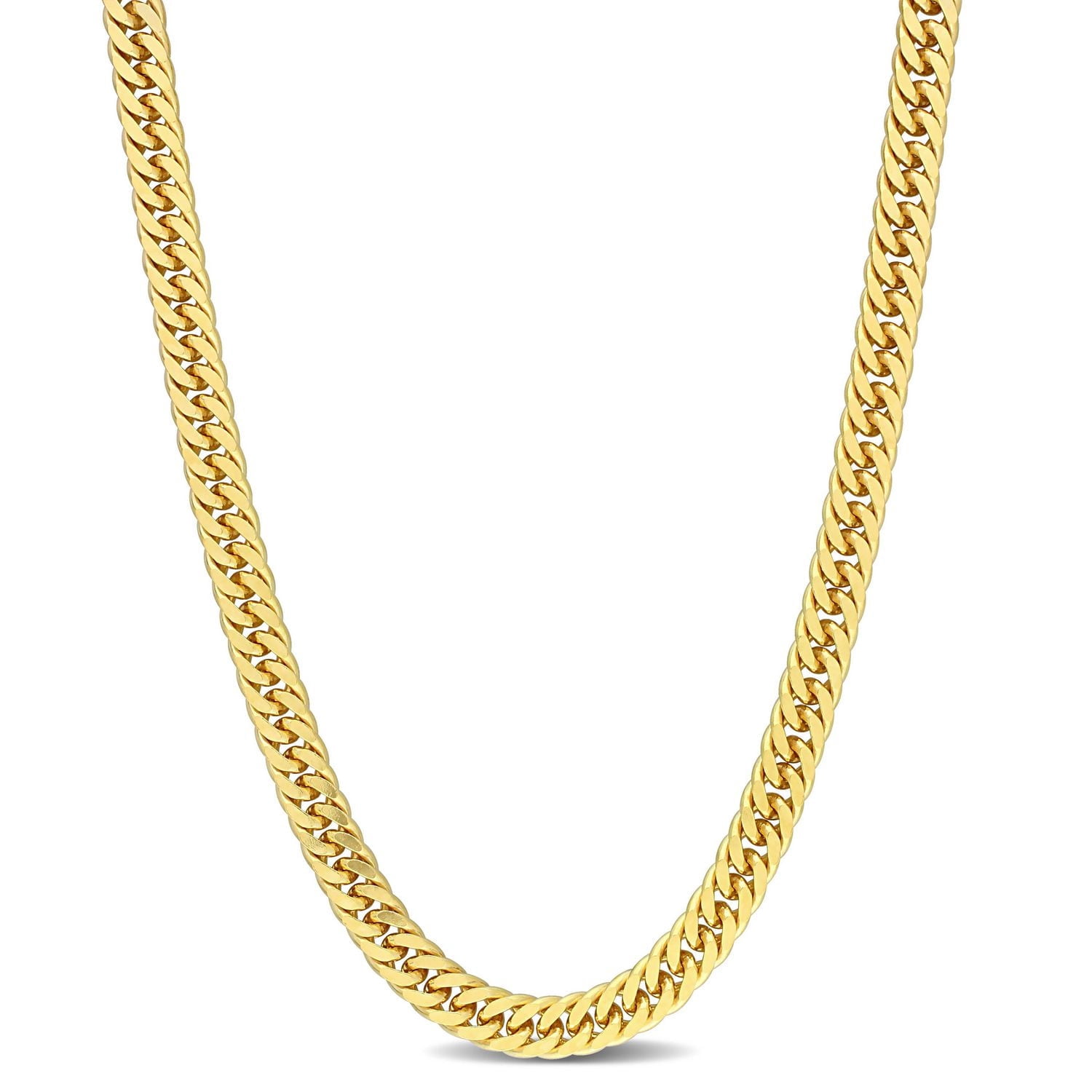 Miabella 18K Yellow Gold Plated Sterling Silver Double Fancy Curb Link Necklace