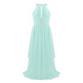 thumbnail image 3 of Oyolan Robe de Demoiselle d'Honneur pour Enfants Robe Longue en Chiffon Dos Nu pour Concours Soirée Danse Vert Menthe 4, 3 of 5