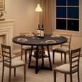 thumbnail image 2 of Bingirl Industrial 47-Inch Round Dining Table Set for 4 - 6: Black Top with Metal Base for Dining & Living Room, 2 of 6