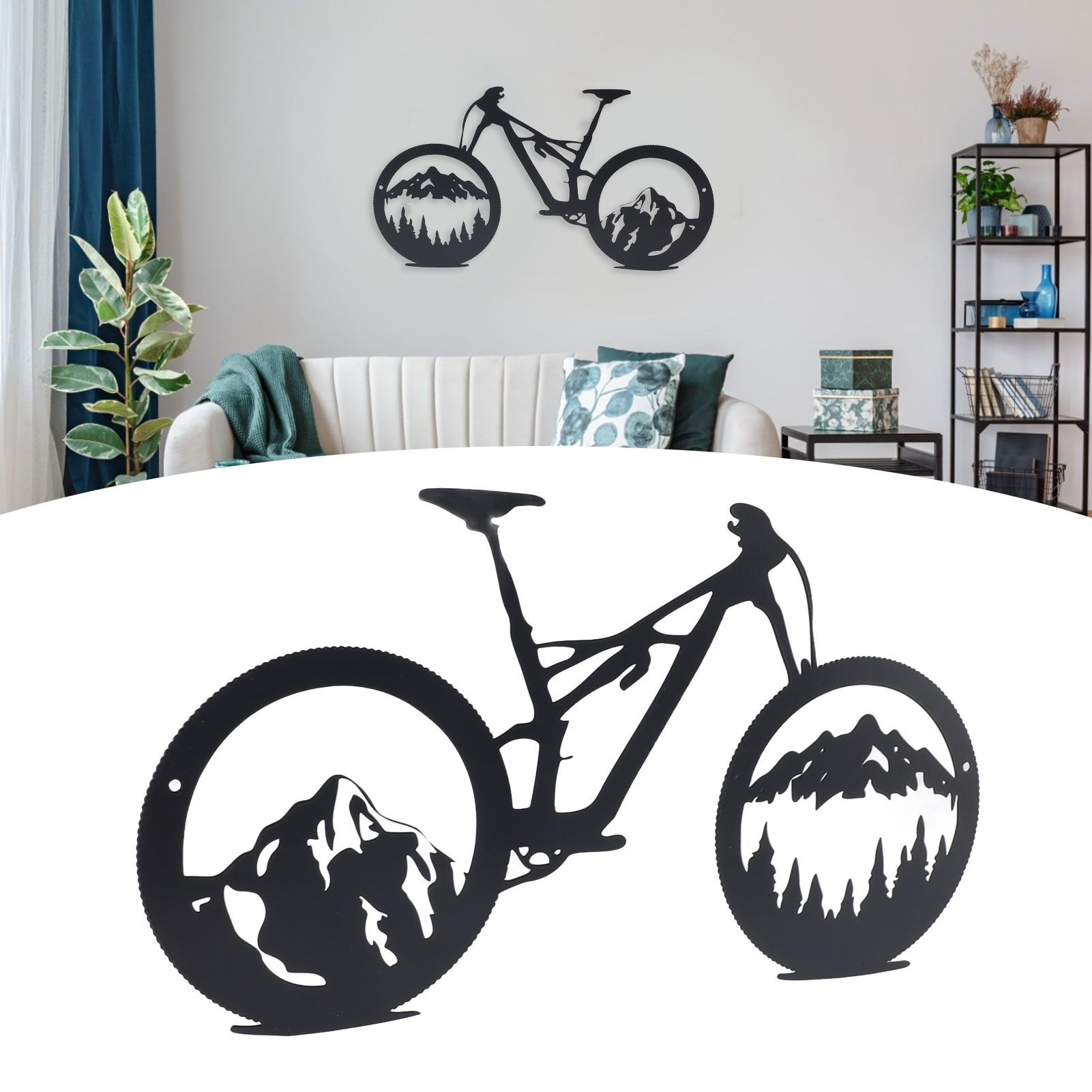 Wall Decor, Fashionable Metal Mountain Bike Wall Art Exquisite Easy Cleaning Space Saving  for Office for Bedroom