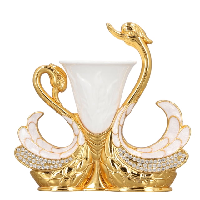 Coffee Dessert Spoon Fork Set, Swan Base Holder Dinnerware Set With 6 Spoons, Luxury Exquisite Elegant Swan Shape Spoon Holder, Zinc Alloy Decorative Swan Flatware For Coffee Fruit