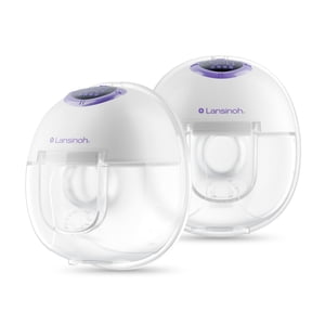 Lansinoh Discreet Pompe à sein duo, pompe à sein sans mains, 4 Modes de pompage, 9 Niveau d'aspiration à l'hôpital LED Affichage, design résistant aux fuites, 2 Tailles de brides mammaires incluses : 24mm & 21mm