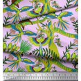 thumbnail image 2 of Soimoi Rayon Fabric Branches,Parrot & Leopard Jungle Printed Fabric 1 Yard 42 Inch Wide, 2 of 3