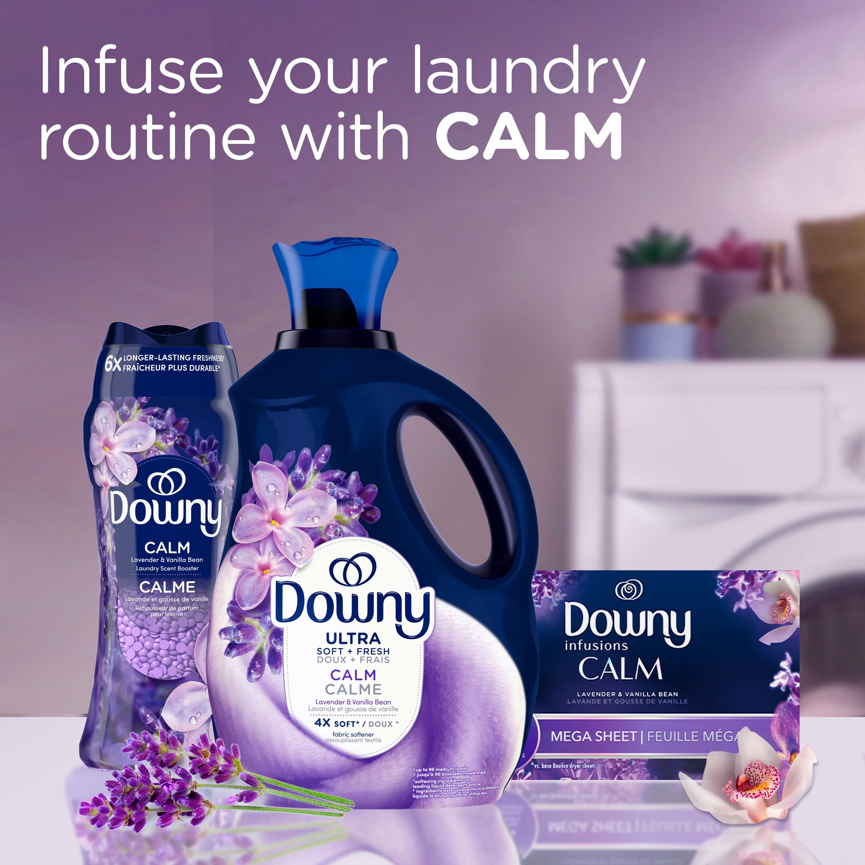 Downy Assouplissant Textile Liquide Ultra Doux Plus Frais, Calme, Lavande et Gousse de Vanille, Downy Assouplissant Textile, Assouplissant à Lessive 138WL
