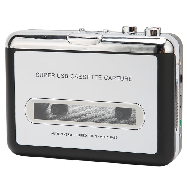 Cassettes Lecteur, Lecteur de Cassettes USB Multifonction en ABS avec design compact Noir et Argent. le Panneau avant Présente une « Super Capture de Cassette USB », une Marque et une Fenêtre Transparente Révélant le Mécanisme de la Cassette. Offre une Qualité Sonore Hi-Fi Sans Perte, une Sortie Stéréo, une Inversion Automatique et des Basses Méga. Convertit les Cassettes en format MP3 via USB, compatible avec les Ordinateurs Portables, iPods et Lecteurs MP3. Comprend un Câble d'Alimentation USB, des Écouteurs et un Manuel d'Instructions.