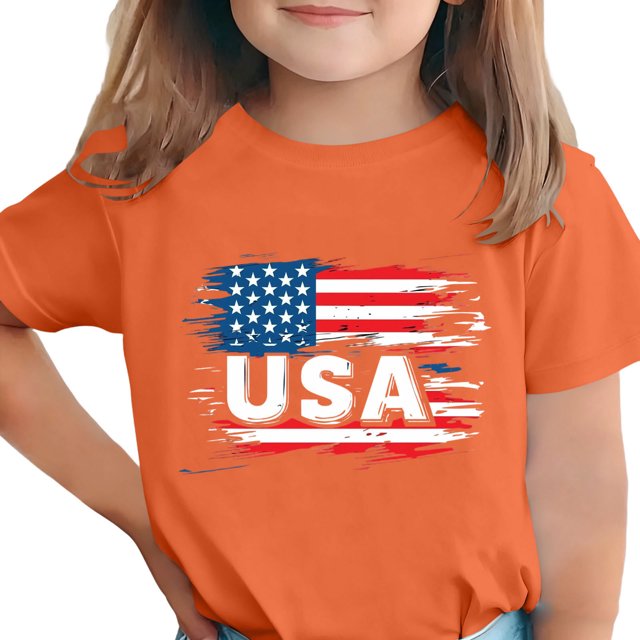 T-Shirt pour Enfants, Imprimé de la Fête de l'Indépendance à Manches Courtes et Col Rond, Haut Décontracté et Polyvalent pour Garçons et Filles de 3 à 15 Ans