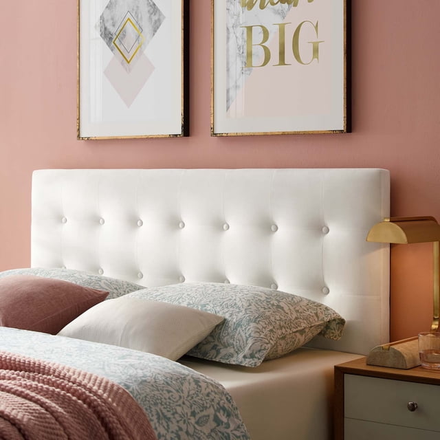 Modway Emily King Tufted Performance Velvet Headboard in White
