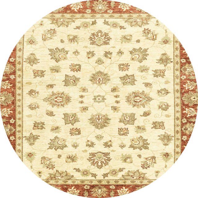 Ahgly Company Tapis d'Intérieur Ronds Abstraits Jaunes de Style Oriental, 4 Pieds Rond