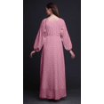 thumbnail image 4 of Bimba Robe Maxi à Manches Longues pour Femmes en Georgette Mousse Imprimée de Plumes d'Aigle, Taille Élastique - Très Petit, 4 of 5