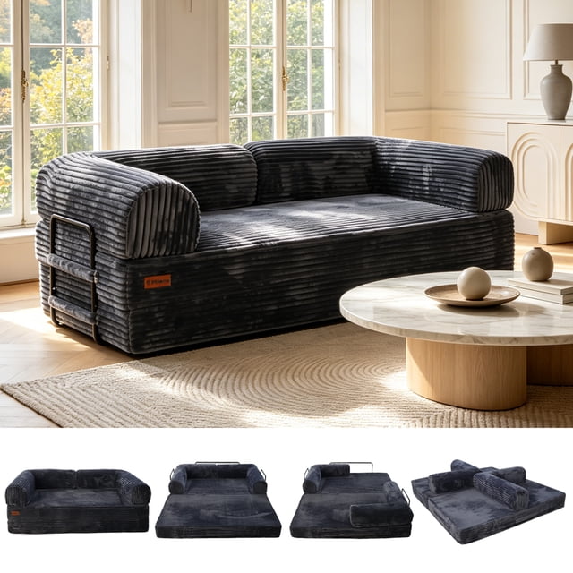 IMHome Convertible Sofa Bed (Gray) | 4 in 1 Modular Sofa Bed | Foldable Sleeper Sofa | High Density Foam Couch | Space Saving Furniture for Living Room, Guest Room, Apartment