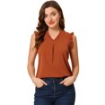 thumbnail image 1 of INSPIRE CHIC Blouse de Travail Sans Manches à Volants pour Femme à Col en V Hauts TP Caramel, 1 of 5
