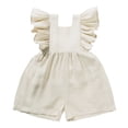 thumbnail image 1 of XDZJLR Girls' Jumpsuits & Rompers Baby Boys Playsuits Ruffled Fly Sleeve Newborn Linen Overalls Infant Summer Clothes Romper Beige 12-18 Months, 1 of 2