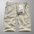 thumbnail image 2 of Birdeem Men Casual Solid Zipper Button Pockets Elastic Waist Cropped Cargo Shorts, 2 of 12