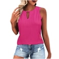 thumbnail image 1 of AherBiu Camisoles de Sortie pour Femmes Sans Manches à Col Rond Camisole d'Été Décontractée Mode Débardeurs Plissés, 1 of 4