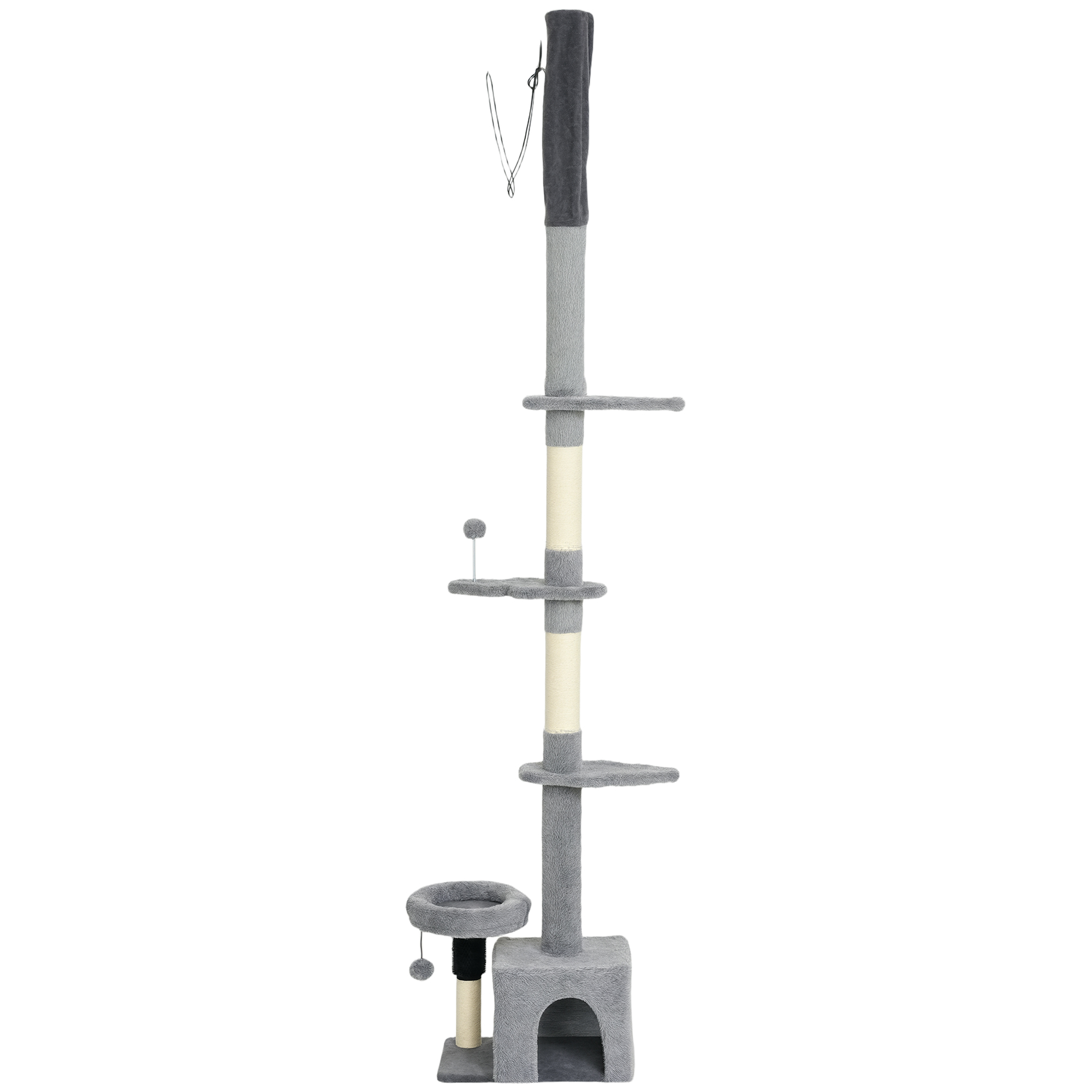 CoSoTower Floor to Ceiling Cat Tree, 4 Tiers Tall Kitty Climbing Tower with Scratching Post, Adjustable Height 87-100"