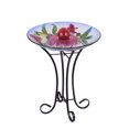 thumbnail image 2 of Bain d'Oiseaux en Verre à Motif FLORAL d'Orbe Solaire avec Support, 2 of 4