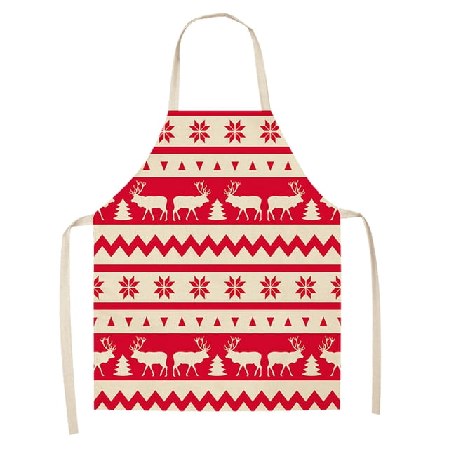 1Pc Parent Adult the Family Kitchen Christmas Print Linen Family Aprons