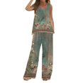 thumbnail image 1 of Mikilon Ensemble Élégant pour Femmes 2 Pcs Débardeur Imprimé Décontracté Sans Manches Col Rond Vert Armée S, 1 of 5