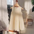 thumbnail image 2 of LUOGENLI Robe Filles Été Sans Manches Robe de Couleur Unie Décontractée pour Tout-Petits et Enfants Robe en Lin pour Filles Longueur Midi Beige 4-5 Ans, 2 of 5